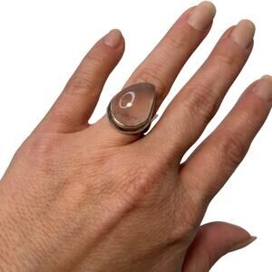Brazilian Rose Quartz Teardrop Ring in 925 Sterling Silver Custom SIZE 6 1/4